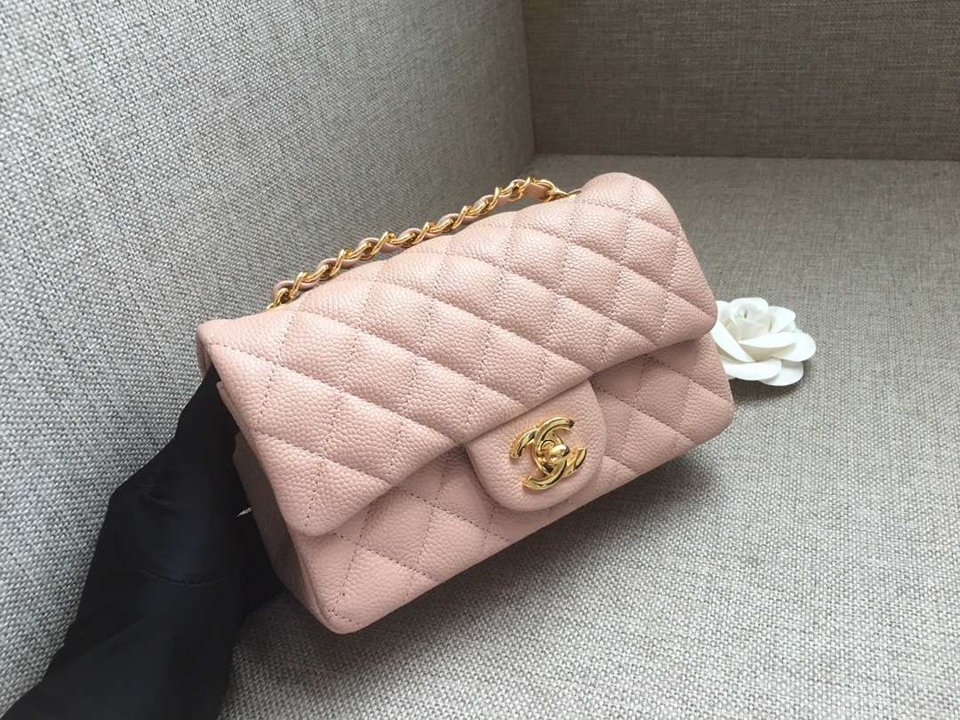 Small Classic Flap Caviar Bag A01116 Pink/Gold